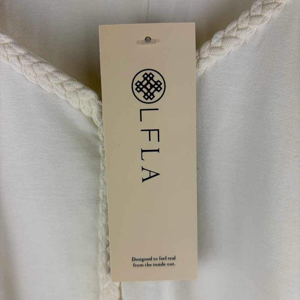Laurie Felt Top Large Ivory Braided V-Neck Boho Chic Coastal Grandma Soft Bamboo - Picture 5 of 9
